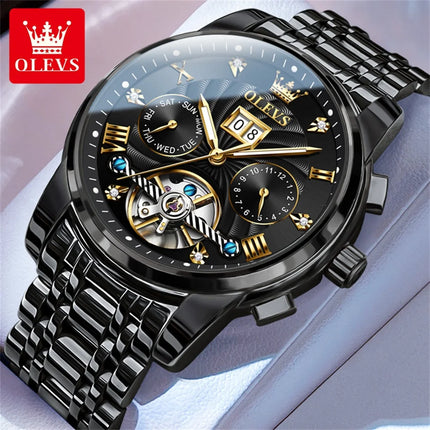 OLEVS Classic Men's Watches Tourbillon Multi-function Full Automatic