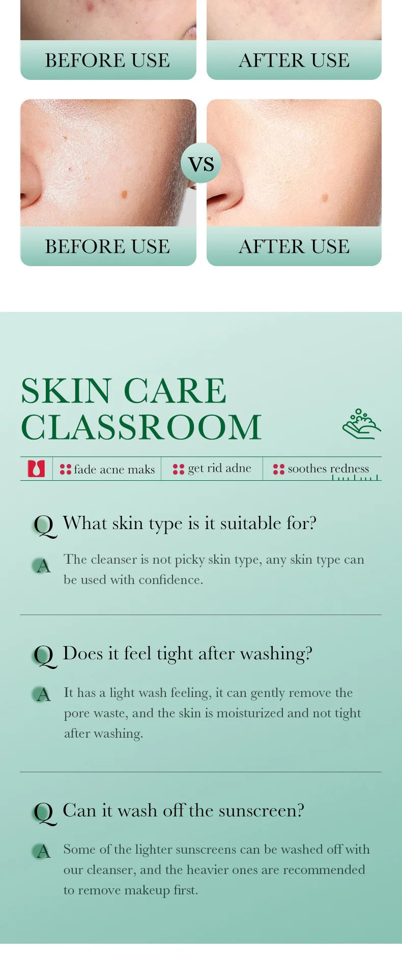 BIOAOUA Salicylic Acid Facial Cleanser Acne Treatment Moisturizing Oil Control Skincare Face Wash Foam Face Cleanser Skin Care