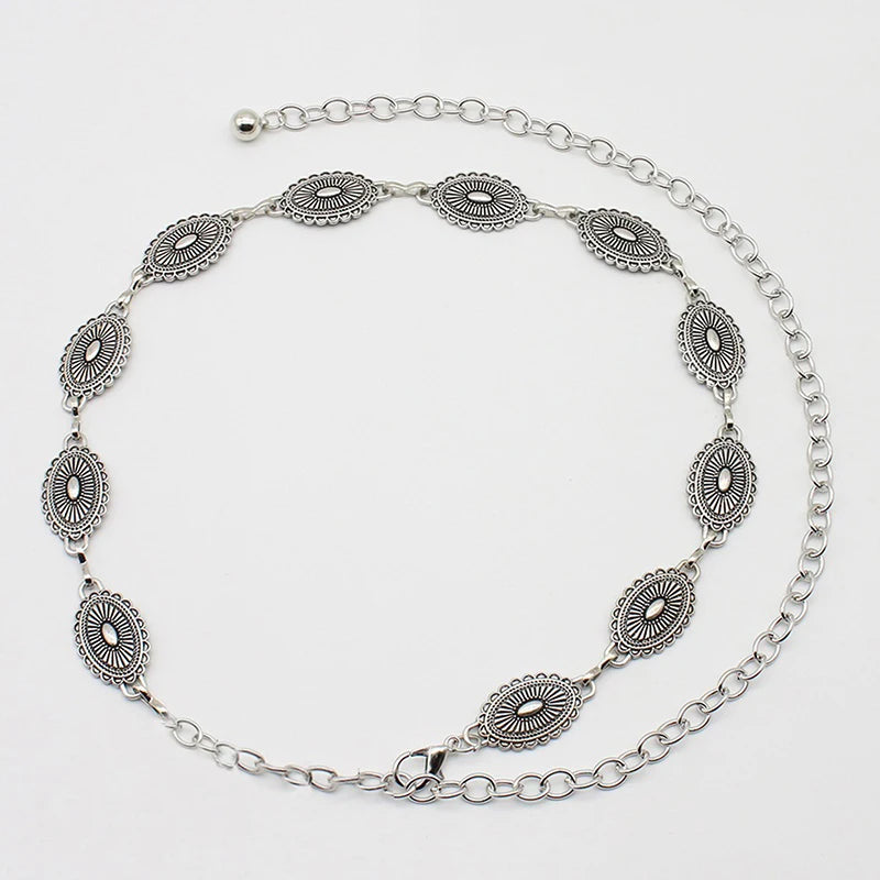 Retro Versatile Ethnic Style Metal Bohemian Waist Chain Belt For Women Fashion Sweater Chain Waist Seal Body Decor Accessories