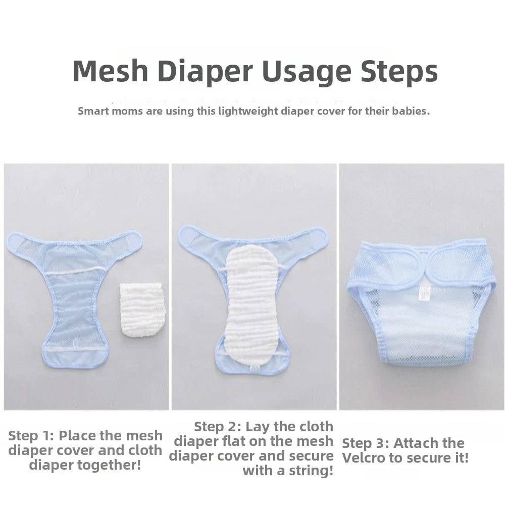 Baby Mesh Baby Diaper Washable Breathable Newborn Training Pants Cotton Reusable Cloth Nappies Toddler Stuff