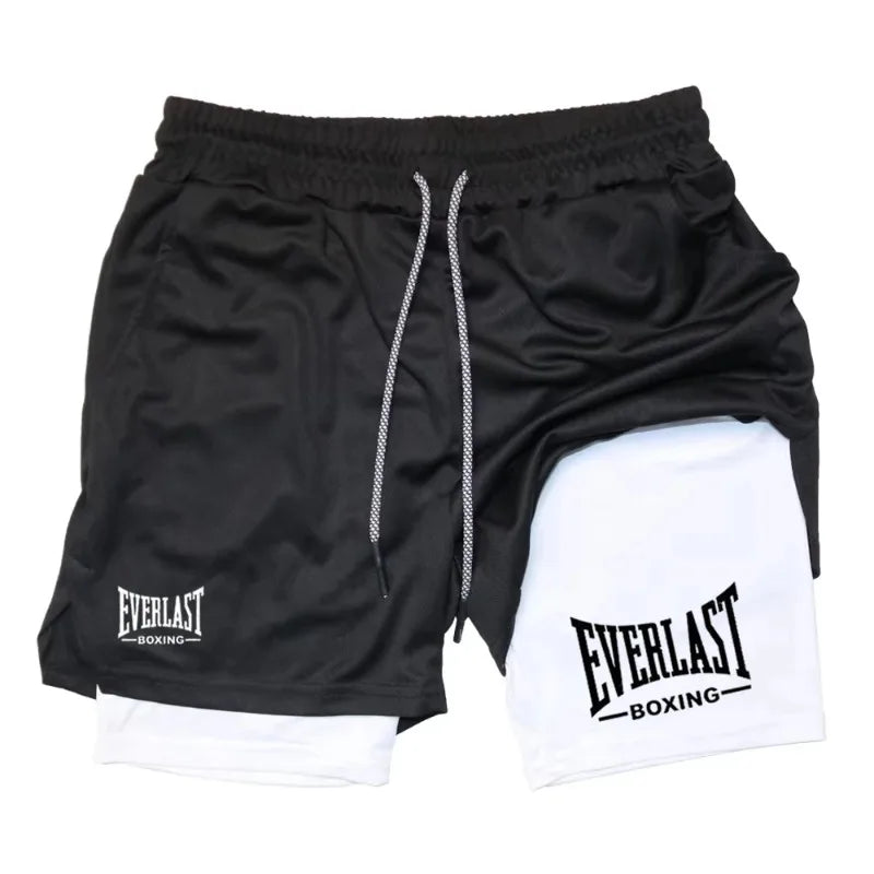 Men's Compression Gym Short Sports Pants Double Layered Quick Drying Running Muscle Fitness Athletic Multi-functional Activewear