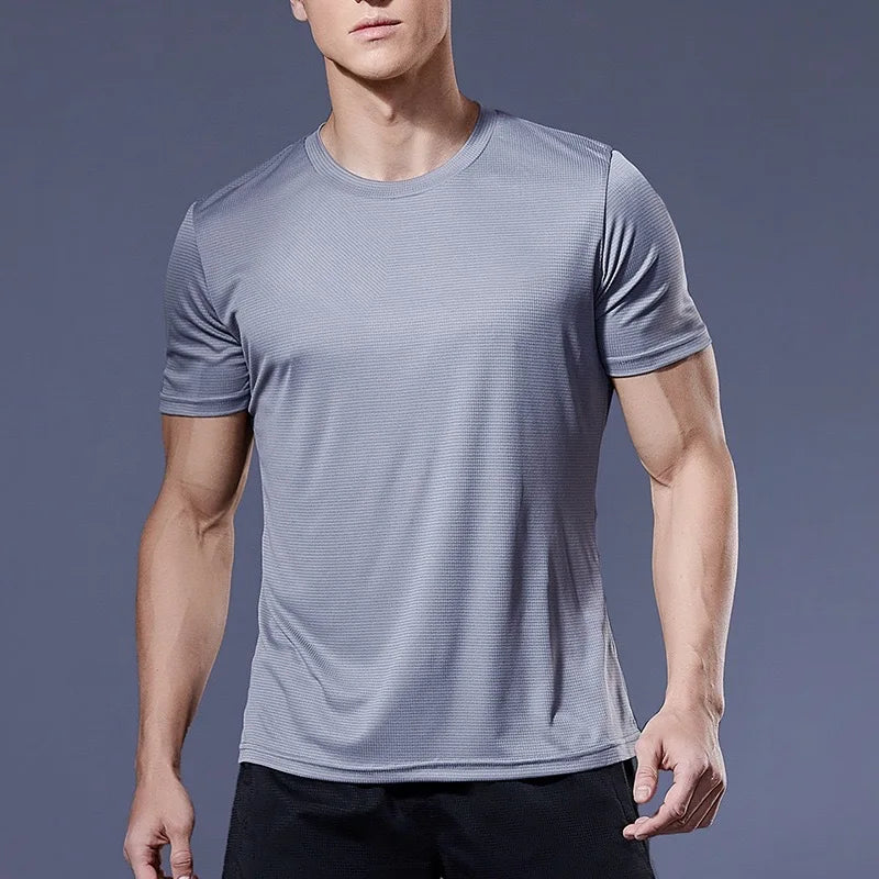 Men's Quick Dry Short Sleeve Gym Running Moisture Wicking Round Neck T-Shirt Training Exercise Gym Sport Shirt Tops Lightweight