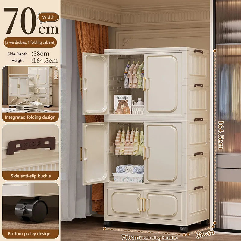 No-Install Foldable Baby Storage Cabinet – Large Capacity Multilayer Wardrobe & Toy Organizer, Portable for Living Room & Bedroo