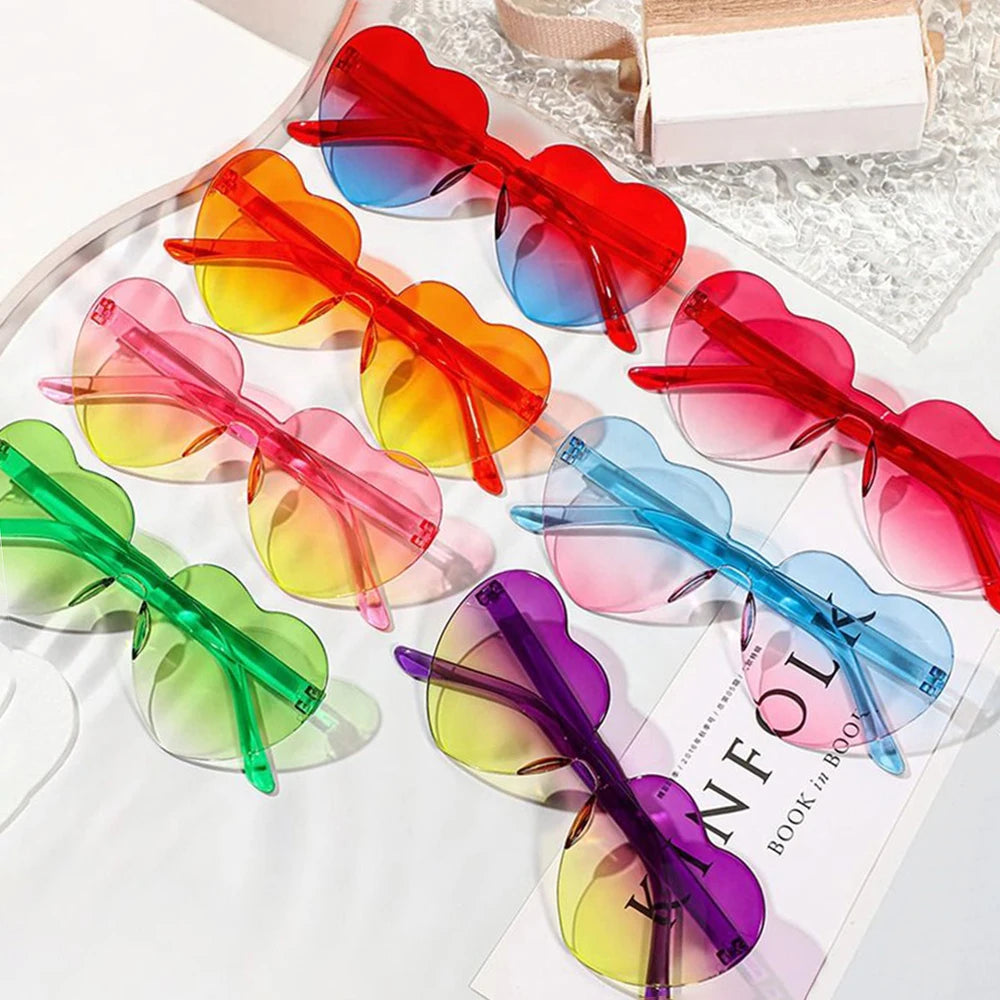 Sun Glasses Goggles Uv Gradient Heart Sunglasses Heart-Shaped Sunglasses Fashionable Colorful Eyeglasses Eyewear Driving Goggles