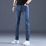 Men's Comfortable Soft Business Casual Denim Trousers Slim Fit Straight Pants Fashion Male Brand Light Luxury Stretch Clothing