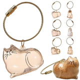 Creative Cat Hair Storage Capsule Transparent Cute Cat/Dog Charm Resin Pendant With Key Ring for Pet Lover DIY Memorial Keychain
