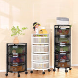 Kitchen Rolling Foldable Portable Storage Multi Tier Round Fruit Vegetable Shelf  Organizer Trolley Cart No Assembly Furniture