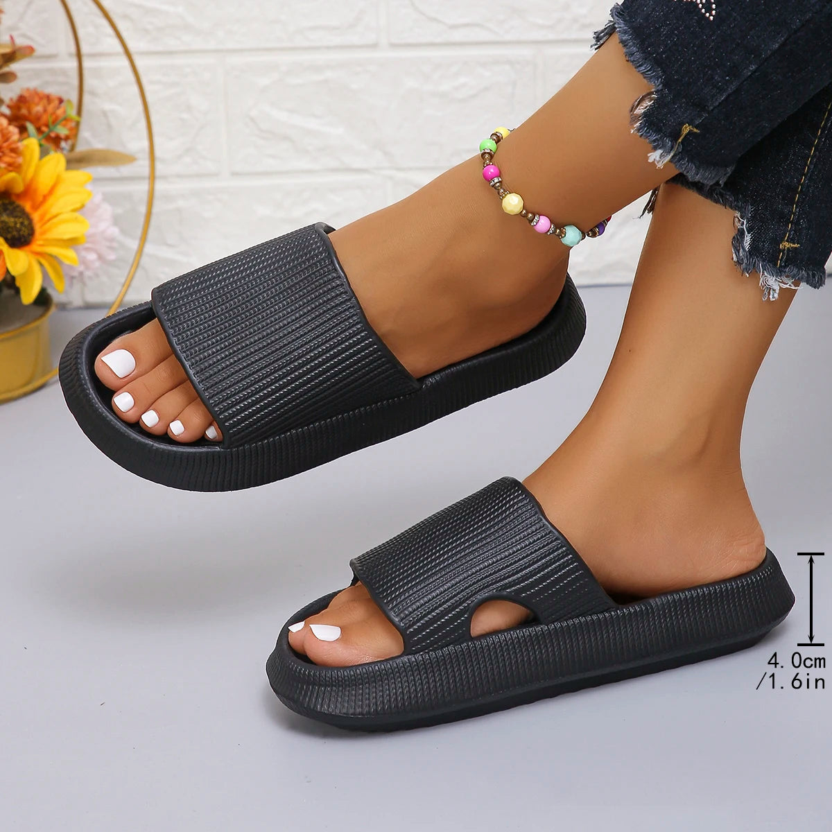Thick Bottom Cloud Slippers Women Soft Sole Eva Indoor Slides Couple Bathroom Shoes Summer Non-Slip Platform Sandals Flip Flops