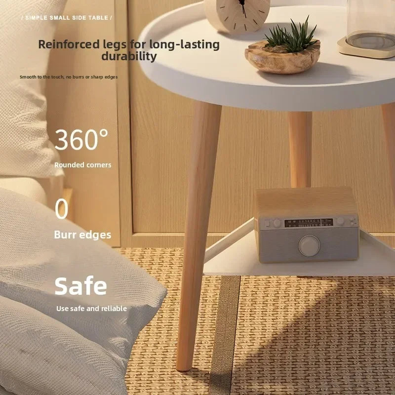 Small round table small apartment bedside table bedroom coffee table rack