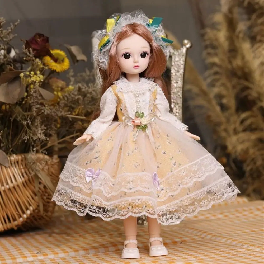 Plastic 30CM Movable Joint Doll Cute Princess Toy Safety Girl Dress Up Toys 3D Makeup Doll With Music Children