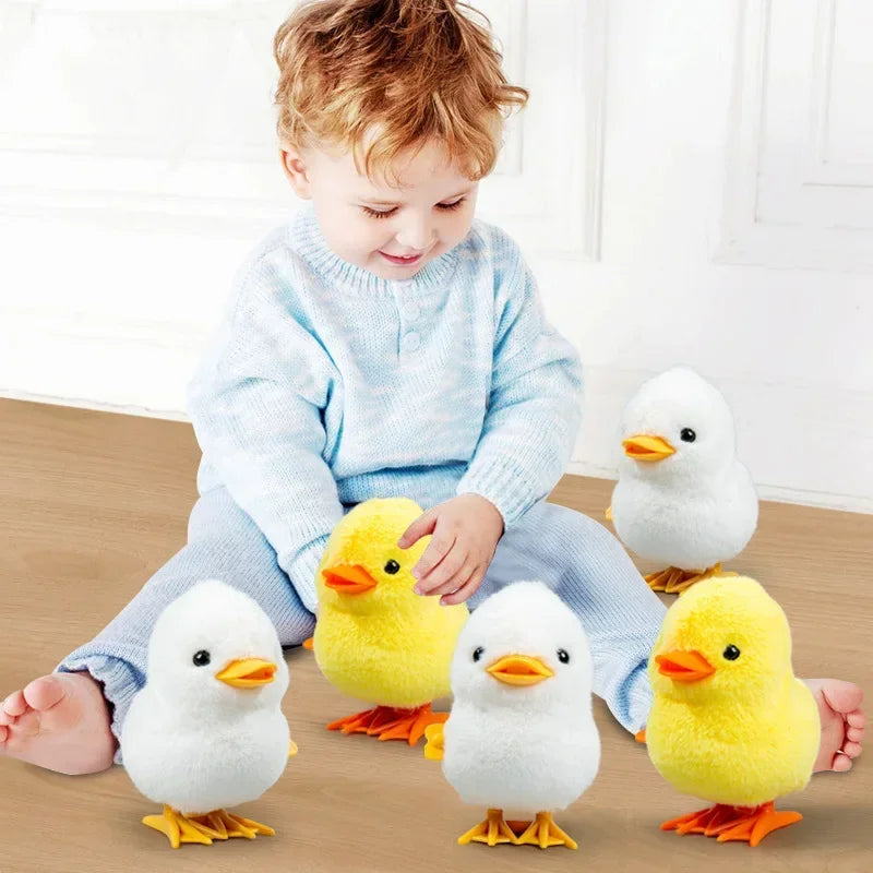 Little Duck Wind Up Toys Yellow Jumping Chick Cute Plush Simulation Educational Walking Chicken Interesting Toy For Kids