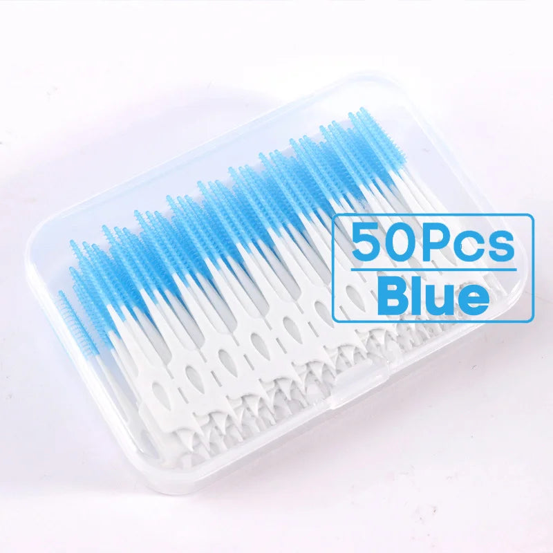 Vaclav 150Pcs Original Dental Floss Pick Soft Silicone Bristle Interdental Brush Dental Pick Brace Brush Disposable Teeth Clean
