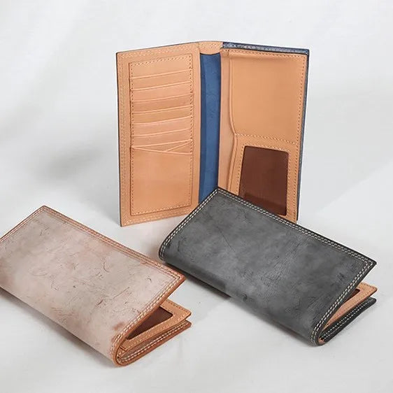 Ultra-Thin Leather Wallet for Men Simple Design Single Fold RFID Genuine Leather Coin Purse Long Wallet Casual Daily Use