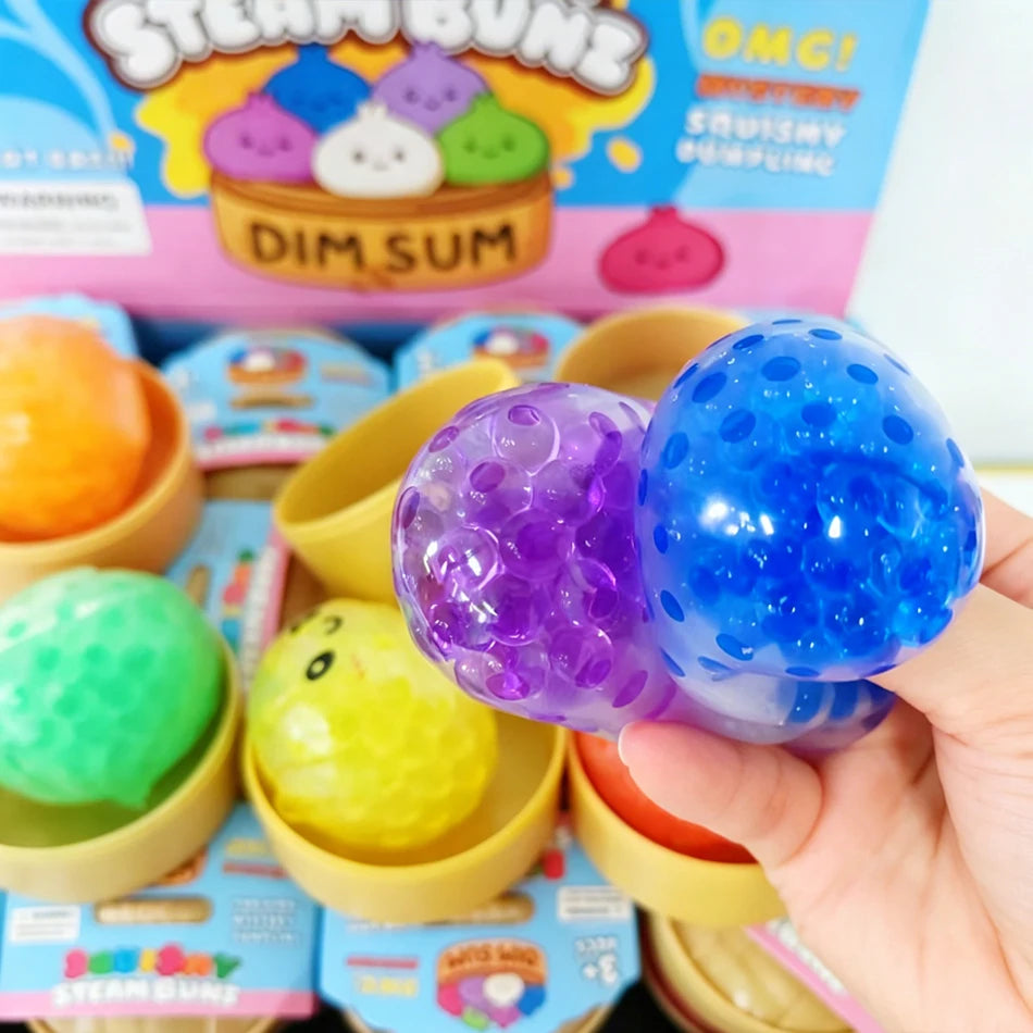 Blind Box Colorful Glitter Dumpling Glitter Dumpling Squishy with Box Mini Dumplings Sensory Squeeze Toy for Stress Relief