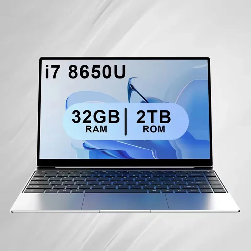 2026 New 14.1" Slim Laptop Intel i7-8650U Win11 Pro 32GB RAM 2TB M.2 SSD For Office & Study Use