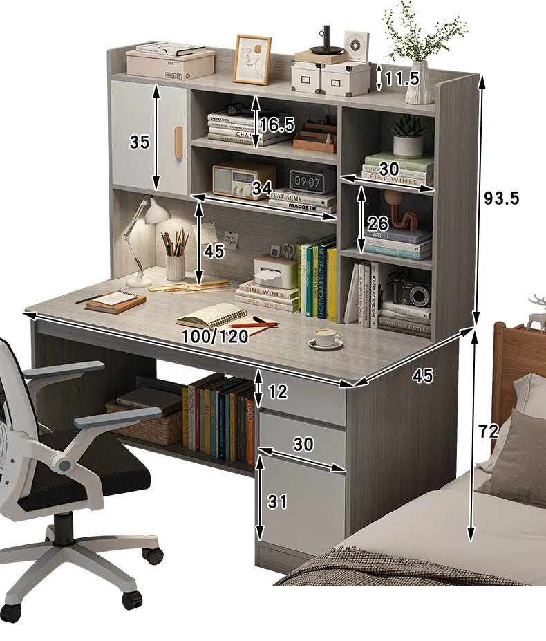 Precise Desk Home Modern Simple Bookshelf Integrated Student Bedroom Learning to Write With Drawing Desk Office Computer Desk