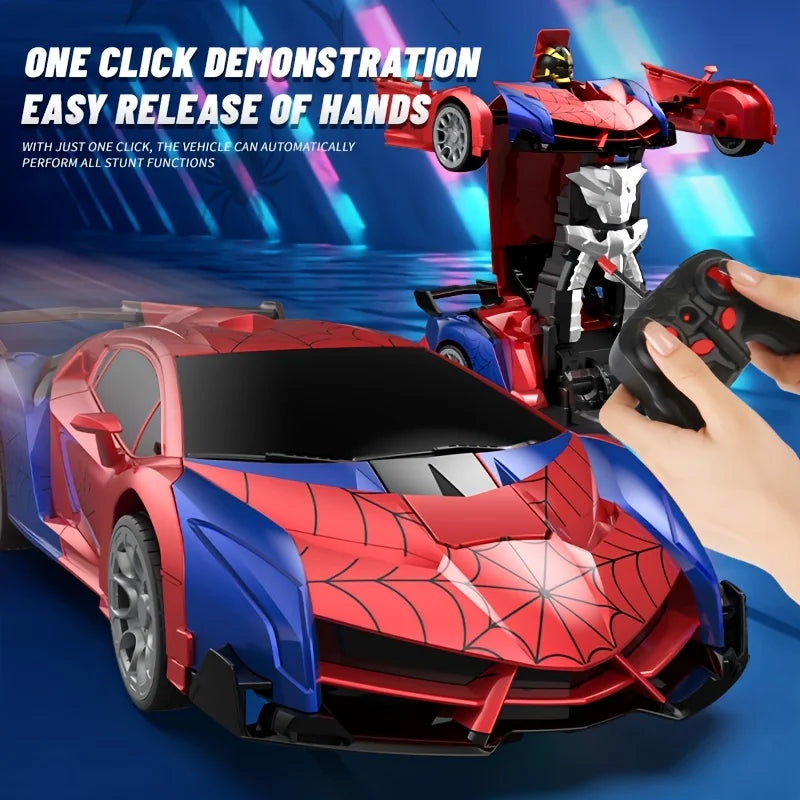MESIONDY 1:18 Scale RC Car One Button Transform 360 Spin LED Lights 2.4GHz USB Rechargeable for 8-12 Yrs