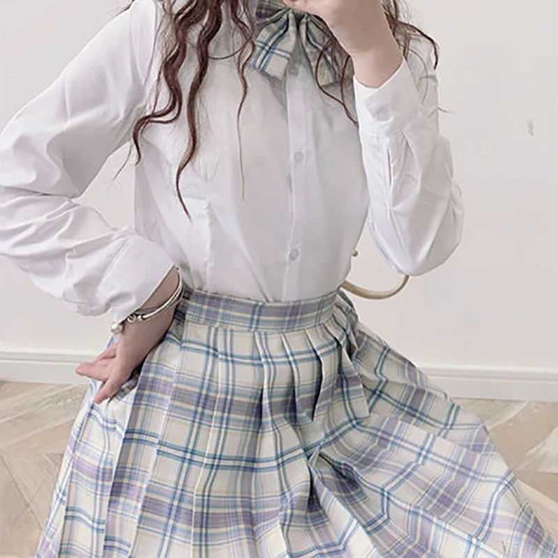 ZOKI Plaid Women Pleated Skirt Bow Knot Summer High Waist Preppy Girls Dance Mini Skirt Cute A Line Harajuku Sexy Japan Faldas