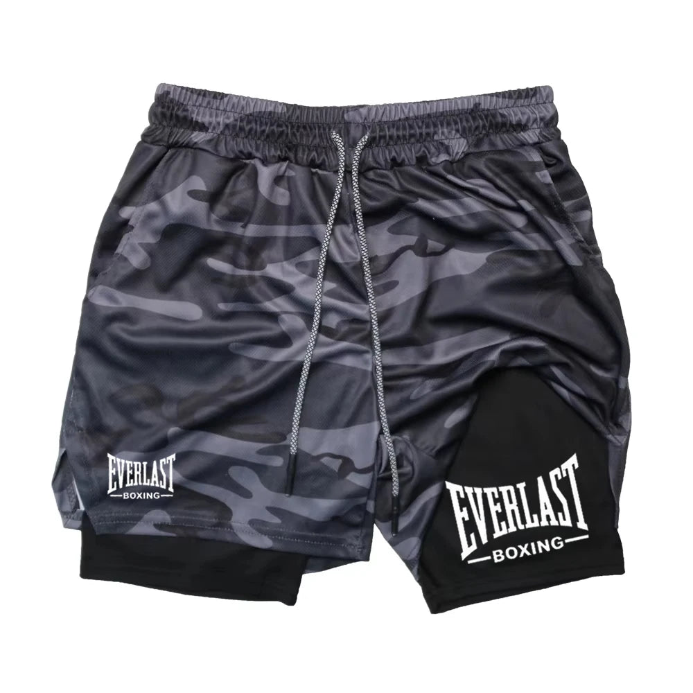 Men's Compression Gym Short Sports Pants Double Layered Quick Drying Running Muscle Fitness Athletic Multi-functional Activewear