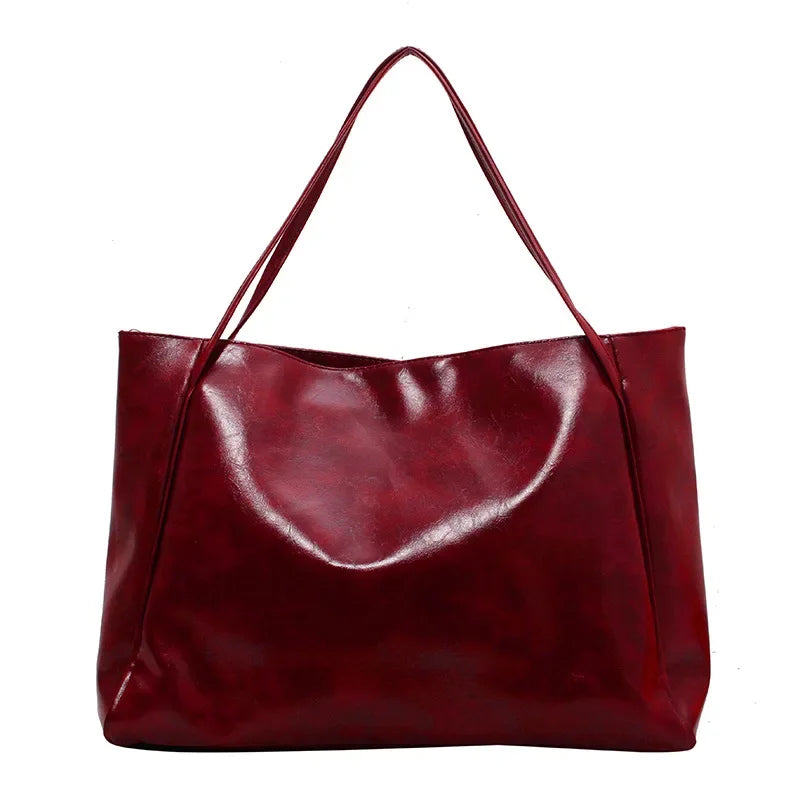 Women Tote Bags Fashion Underarm Pouch Large Capacity Soft Pu Shoulder Bag Retro Crossbody Bag Casual Portable Bucket Bag