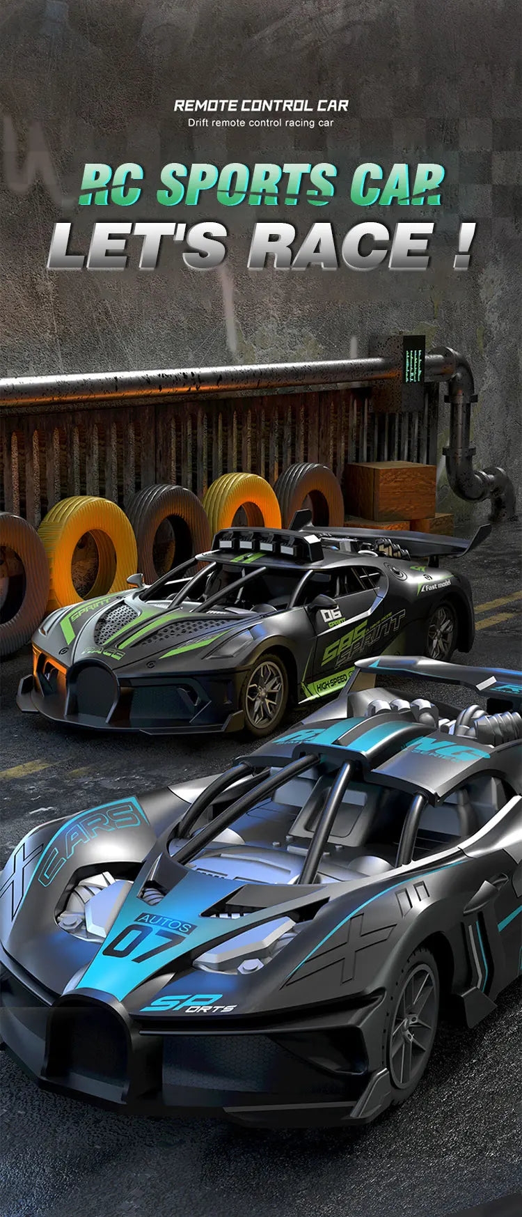 RC Car High Speed Sports Remote Controlled Mini Scale Model Vehicle Electric Drift Racing Car Toys for Boys Kids Birthday Gifts