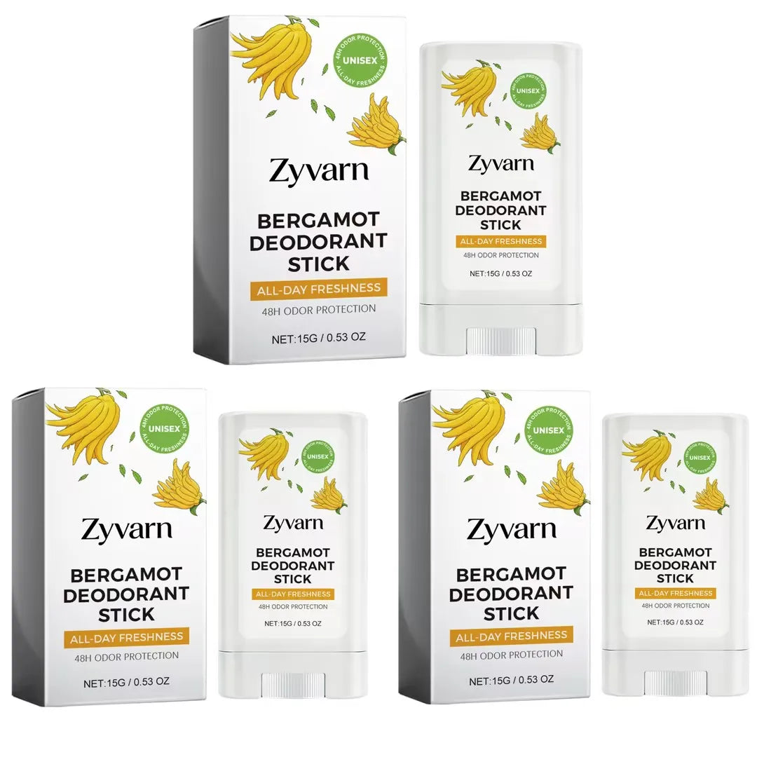Refreshing Deodorant Balm Stick Natural Bergamot All Day Anti-Odor Easy Apply Pocket Size Portable Underarm Fragrance Balm Stick