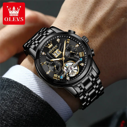OLEVS Classic Men's Watches Tourbillon Multi-function Full Automatic
