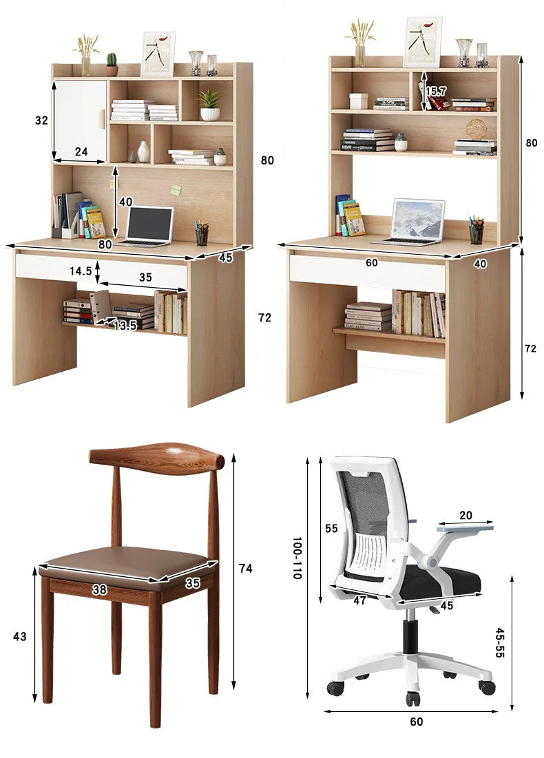 Precise Desk Home Modern Simple Bookshelf Integrated Student Bedroom Learning to Write With Drawing Desk Office Computer Desk