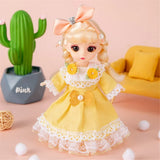 16cm 1/12 Cute Princess Doll 13 Joints BJD DIY Doll Toys with Clothes Shoes Movable Sweet Face Child Girl Birthday Gift for Kids