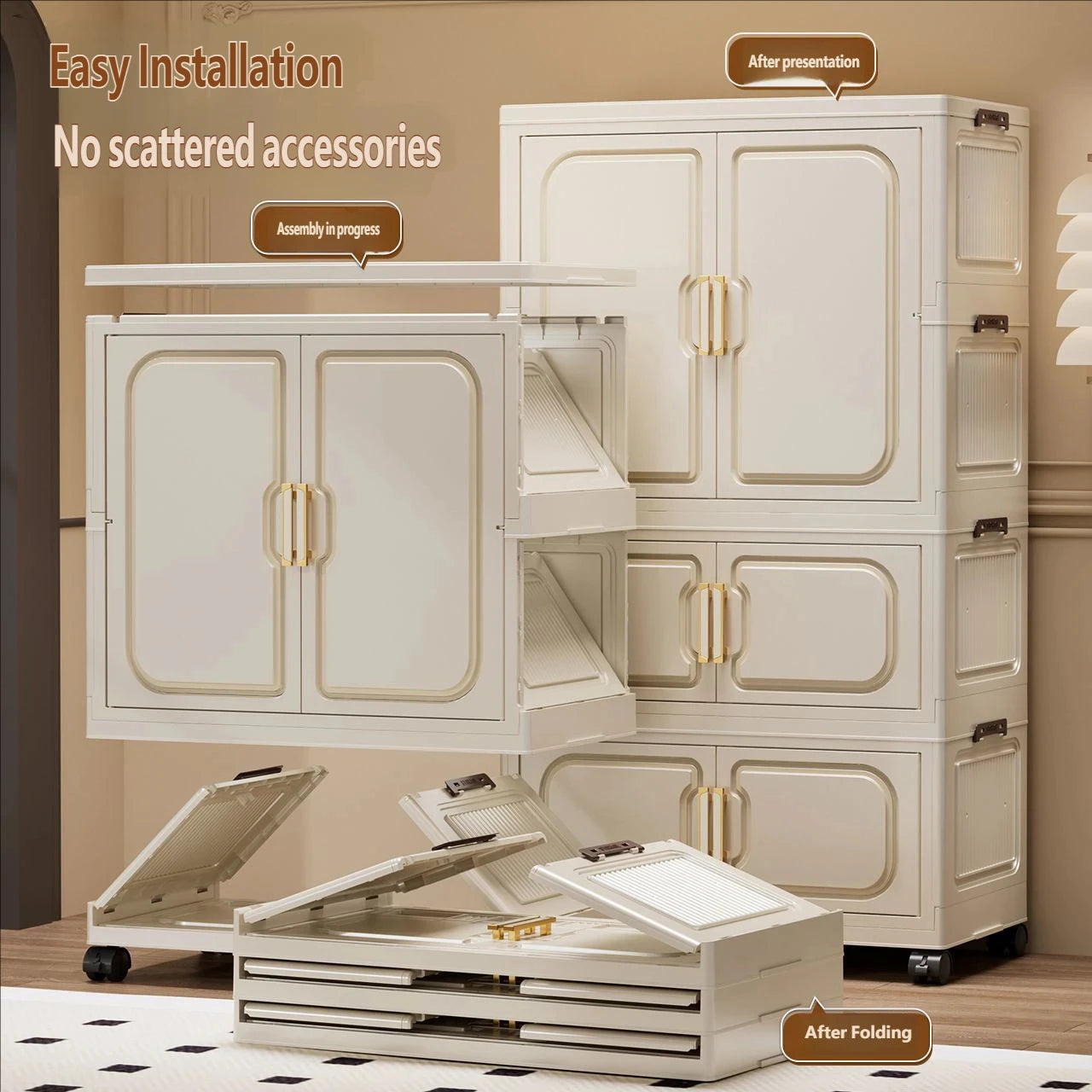 No-Install Foldable Baby Storage Cabinet – Large Capacity Multilayer Wardrobe & Toy Organizer, Portable for Living Room & Bedroo