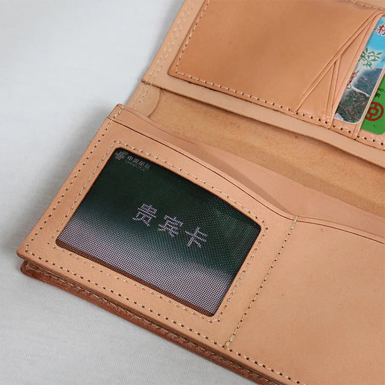 Ultra-Thin Leather Wallet for Men Simple Design Single Fold RFID Genuine Leather Coin Purse Long Wallet Casual Daily Use