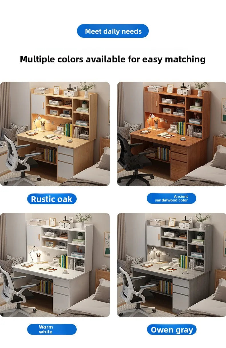 Precise Desk Home Modern Simple Bookshelf Integrated Student Bedroom Learning to Write With Drawing Desk Office Computer Desk