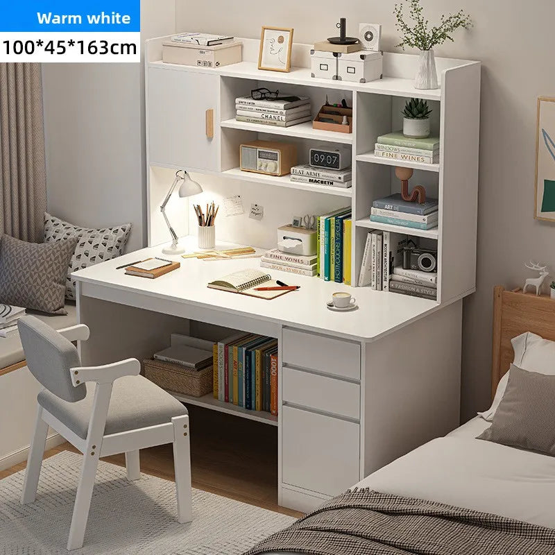 Precise Desk Home Modern Simple Bookshelf Integrated Student Bedroom Learning to Write With Drawing Desk Office Computer Desk