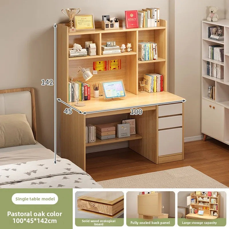 Precise Desk Home Modern Simple Bookshelf Integrated Student Bedroom Learning to Write With Drawing Desk Office Computer Desk