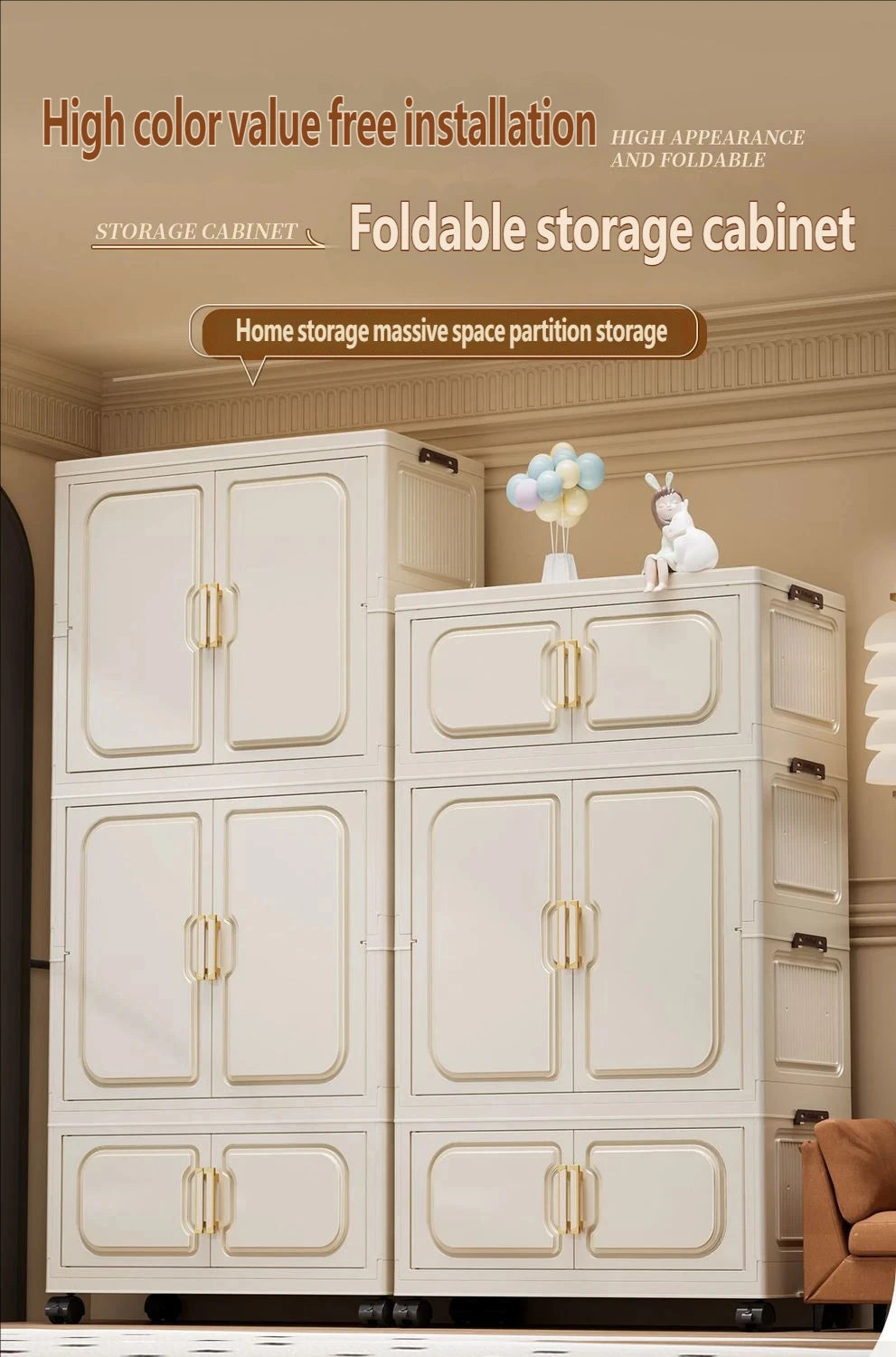 No-Install Foldable Baby Storage Cabinet – Large Capacity Multilayer Wardrobe & Toy Organizer, Portable for Living Room & Bedroo
