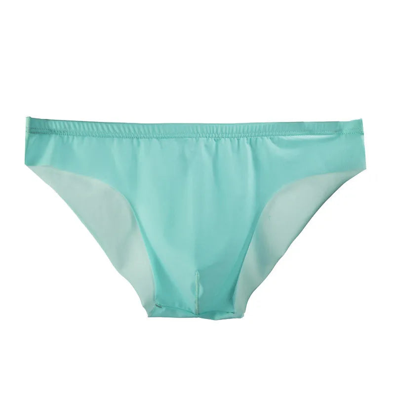 Men's Seamless Thong See-Through Underwear Ultra-Thin Low-Rise Sexy Solid Color Briefs Skin Friendly Soft Elastic Underpants
