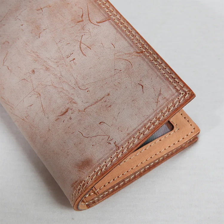 Ultra-Thin Leather Wallet for Men Simple Design Single Fold RFID Genuine Leather Coin Purse Long Wallet Casual Daily Use