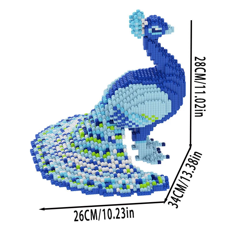 5684 Blue Peacock Building Blocks, Party Games, DIY Crafts, Stress-Relief Blocks, Company Reception Desk, Living Room and Study Decorations, Holiday Gifts, Christmas Eve Gifts, Christmas Friend Gifts, Easter Gifts