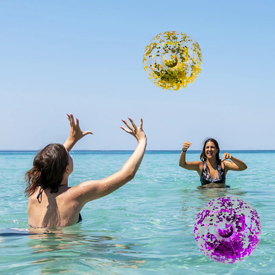 1pc 10.6 inch Inflatable Glitter Beach Ball Seaside Water Toys And Pool Party Gifts Carnival Prizes Water Game Toys