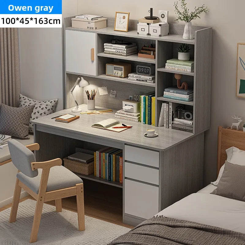 Precise Desk Home Modern Simple Bookshelf Integrated Student Bedroom Learning to Write With Drawing Desk Office Computer Desk