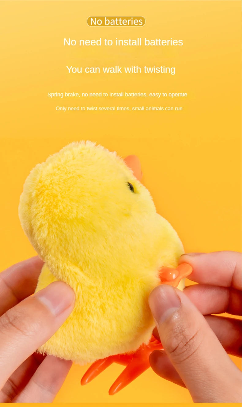 Little Duck Wind Up Toys Yellow Jumping Chick Cute Plush Simulation Educational Walking Chicken Interesting Toy For Kids