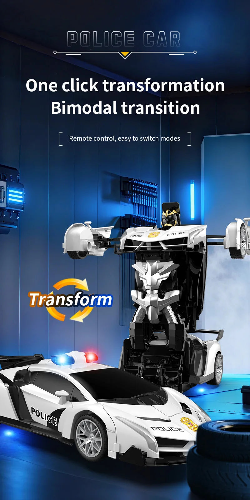 MESIONDY 1:18 Scale RC Car One Button Transform 360 Spin LED Lights 2.4GHz USB Rechargeable for 8-12 Yrs