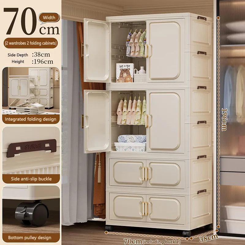 No-Install Foldable Baby Storage Cabinet – Large Capacity Multilayer Wardrobe & Toy Organizer, Portable for Living Room & Bedroo