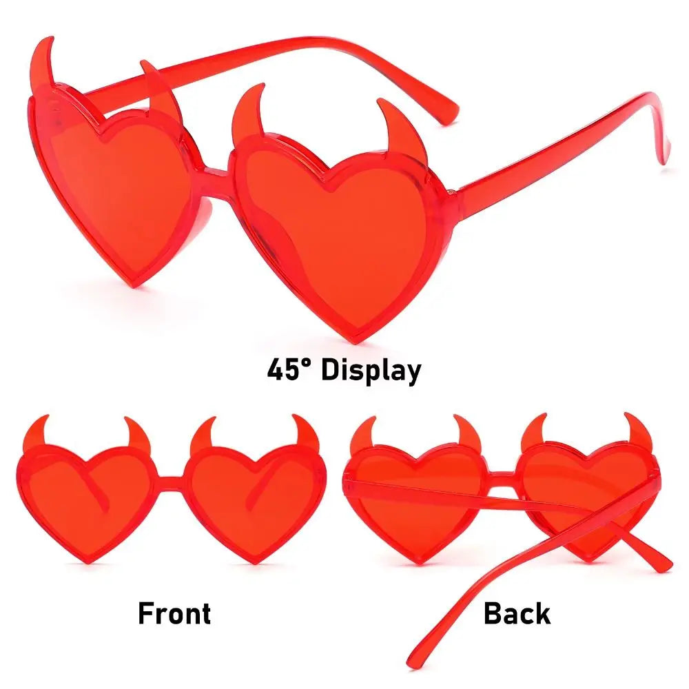 Rock Horn Sun Glasses Devil Ear Heart Shape UV Protection Sunglasses Cosplay Glasses Halloween Decoration for Halloween Party
