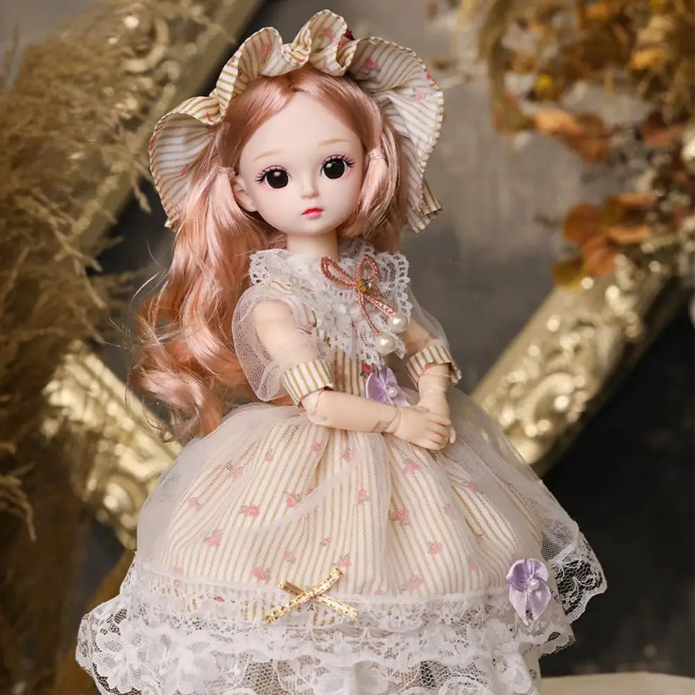 Plastic 30CM Movable Joint Doll Cute Princess Toy Safety Girl Dress Up Toys 3D Makeup Doll With Music Children