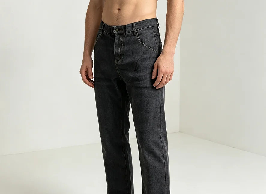 Men's Comfortable Soft Business Casual Denim Trousers Slim Fit Straight Pants Fashion Male Brand Light Luxury Stretch Clothing