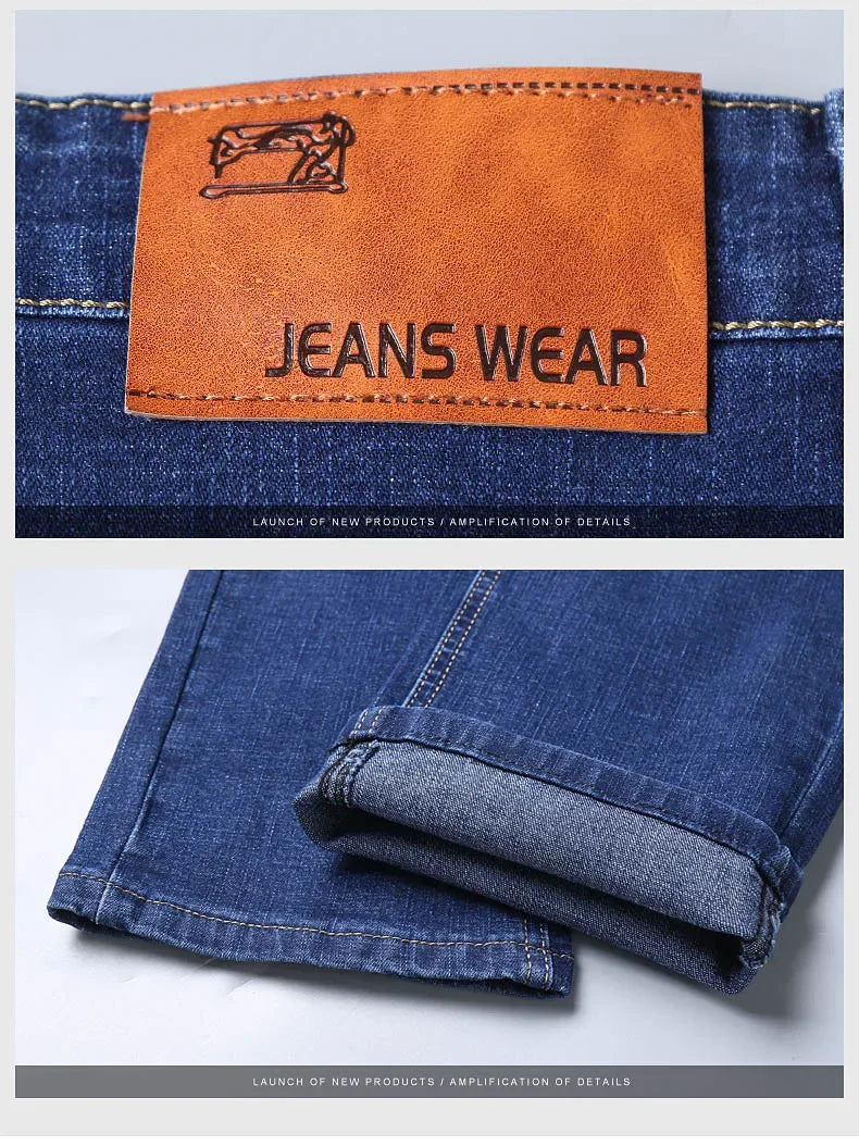 2025 Men's New Men's Fashion Casual Jeans Classic Style Casual Stretch Slim Fit Jeans Men's Denim Pants Black Blue Men's Style