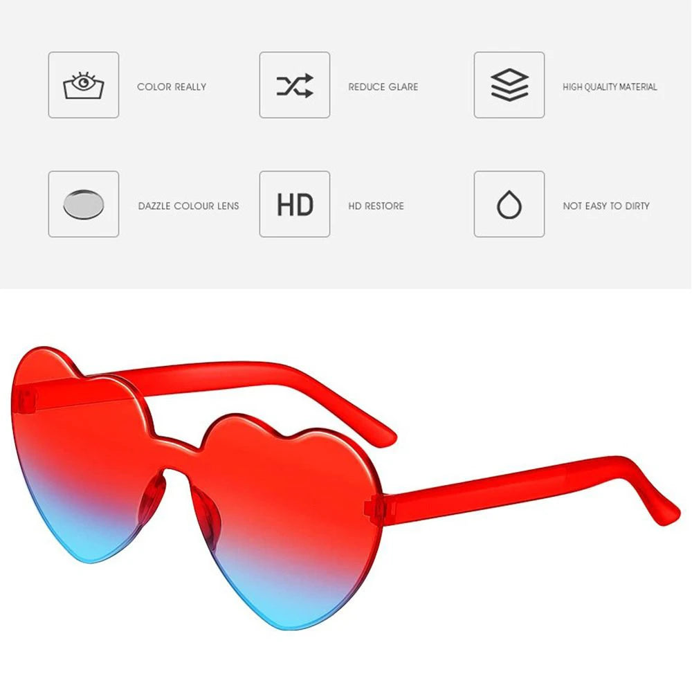 Sun Glasses Goggles Uv Gradient Heart Sunglasses Heart-Shaped Sunglasses Fashionable Colorful Eyeglasses Eyewear Driving Goggles
