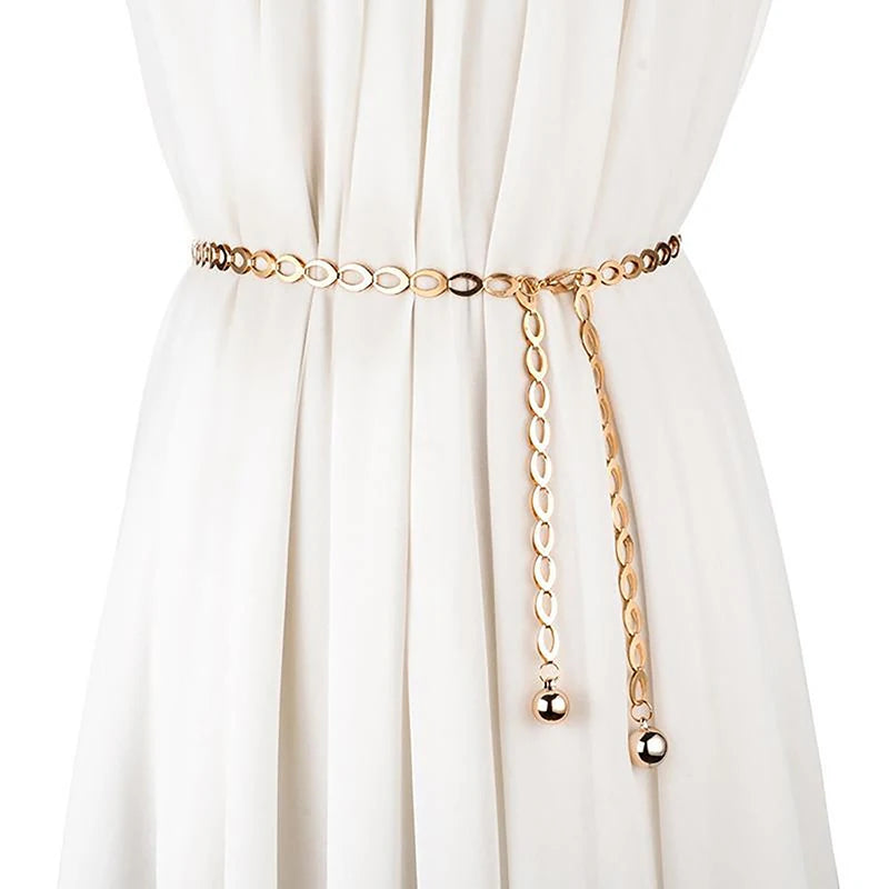 New Fashion Multi-layer Chain Belt For Women Fashion Gold Silver Color Metal High Waist Body Chain Dress Lady Tassel Belt