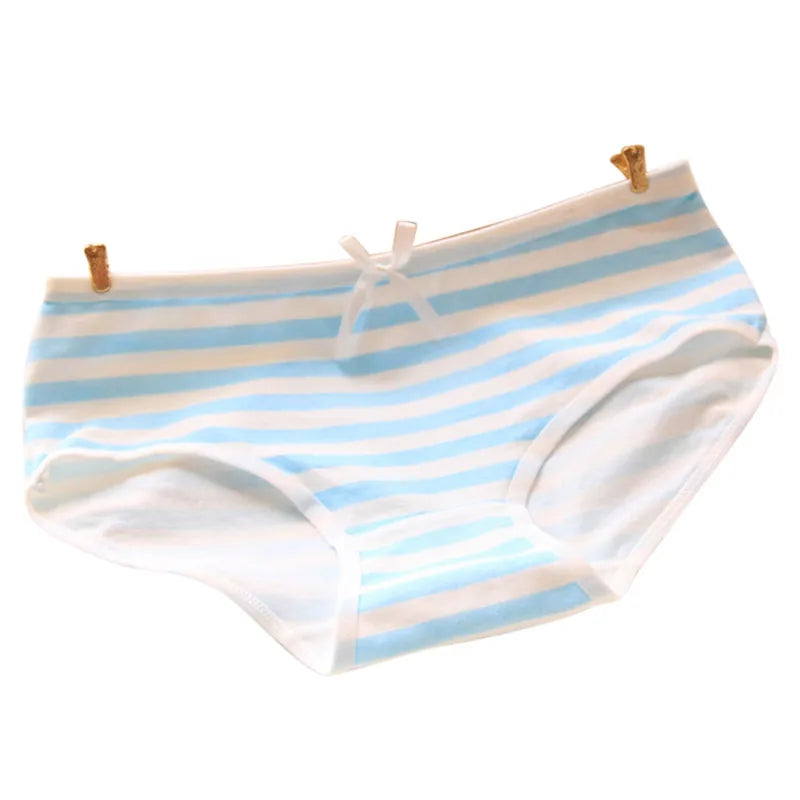 Lovely Cute Sexy Underwear Cotton Briefs Panties Stripes Bowknot Tanga Women Panties High Quality